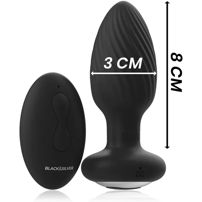 Анальная пробка Black&Silver WELLS — силикон, пульт Photo 5