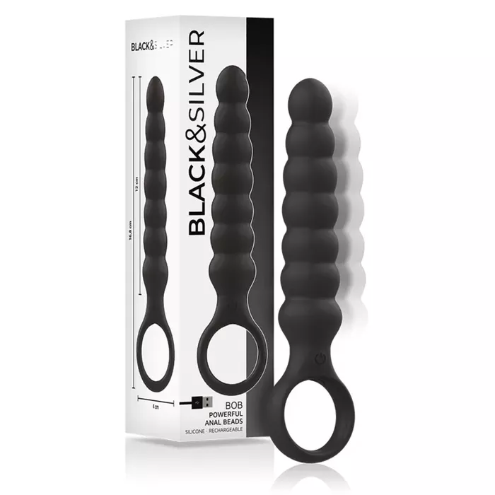 Анальные бусы black&silver BOB — силикон Photo 2