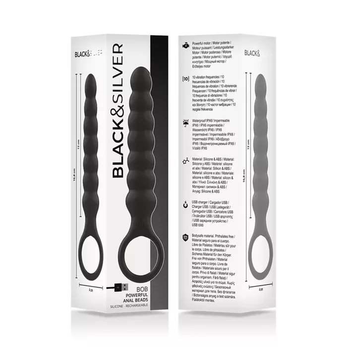 Анальные бусы black&silver BOB — силикон Photo 6