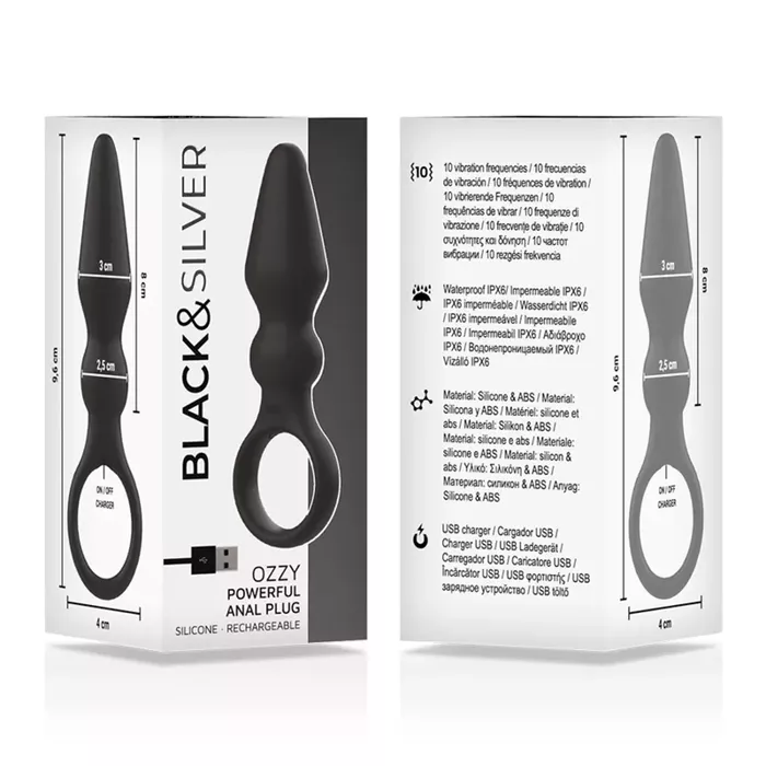 Анальная пробка black&silver OZZY силиконовая Photo 6