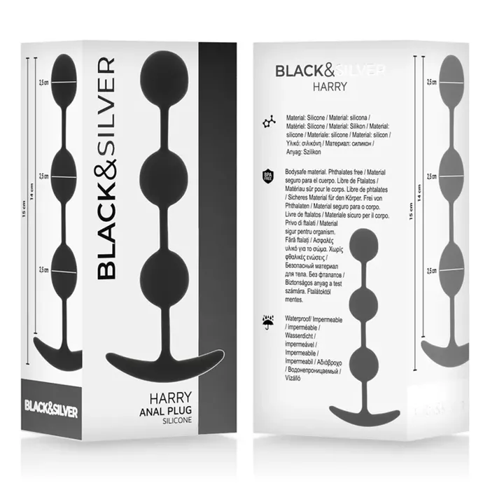 Анальные бусы black&silver HARRY — 14 см вставляемая Photo 5