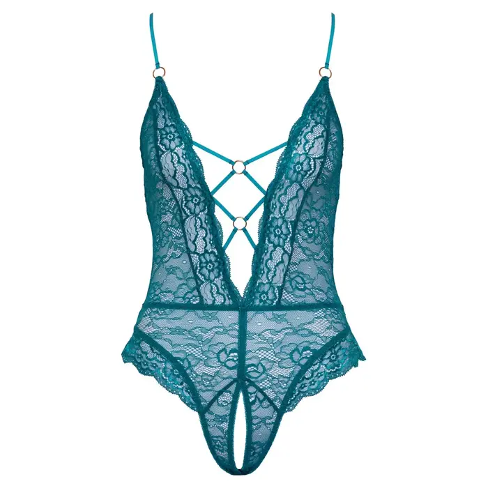 Cottelli Collection L fitted crotchless body — teal, size L Photo 6