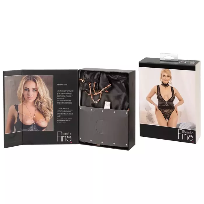 abierta fina Body Rhinestones S bodysuit Photo 9
