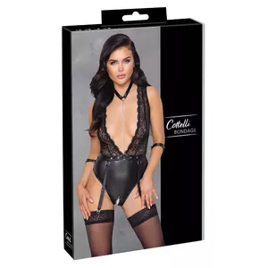 Body bondage L bodysuit, Cottelli Collection — adjustable straps, size L, crotchless, lace top