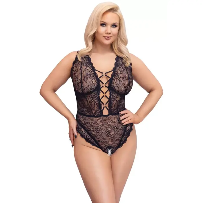 Cottelli Collection Body Lace 90D/XL — lace crotchless bodysuit Photo 2