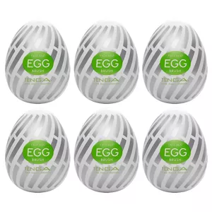 Мастурбаторы-яйца TENGA Egg Brush набор 6 шт — мягкий TPE одноразовые компактные текстурированные рукава, длина 7 см