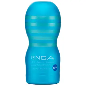 Masturbators Tenga Original Cup Cool Edition — vienreizējais vakuuma kapsula, garums 15,6 cm, ievietošanas dziļums 15 cm, Ø 4,5 cm, mentola smērviela