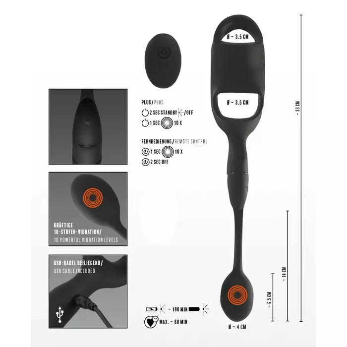 Cock ring with remote vibro butt plug — rebel 05507280000 Photo 9