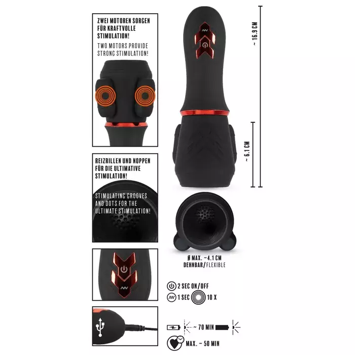 Glans Masturbator rebel — 2 motori, silikons Photo 12