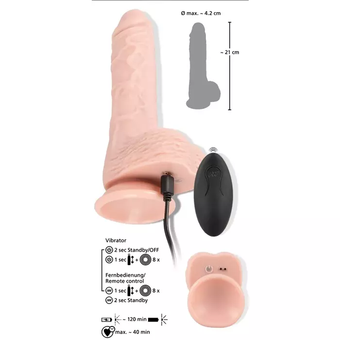 Вибратор Medical Silicone RC — вращающийся, толкающий, вибрирующий, 21 см Photo 9