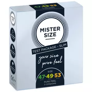 MISTER SIZE Test Packege Slim 3 pcs Gludi, nolīdzināti