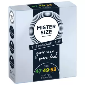 MISTER SIZE Test Packege Slim 3 pcs Gludi, nolīdzināti