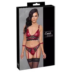 Lingerie set Cottelli Collection Bondage S — black, size S, adjustable straps, included restraints
