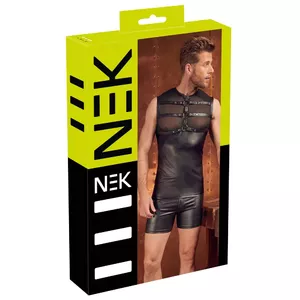 Men's fitted harness top NEK Top Harness S — size S, matte-look fabric, powernet panels, sewn-on front harness