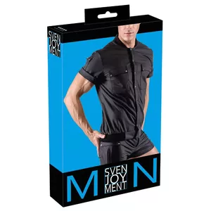 Men's blouson-style shirt Svenjoyment Shirt Blouson XL — black, size XL, 90% polyester 10% spandex, press-stud front, pockets
