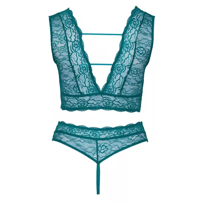 Apakšveļas komplekts Cottelli Collection 4XL — tirkīzzils bralets un stringi Photo 7