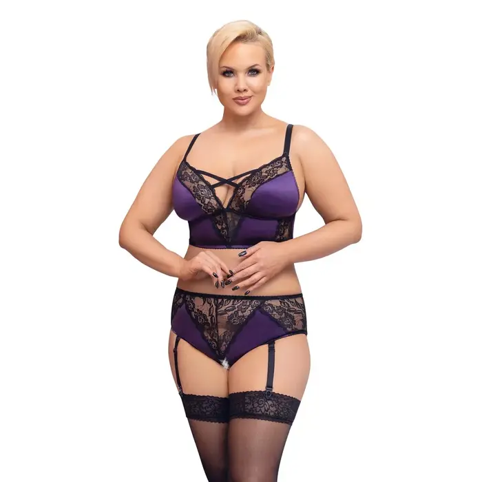 Lingerie set Cottelli Collection bra & crotchless briefs 4XL Photo 2
