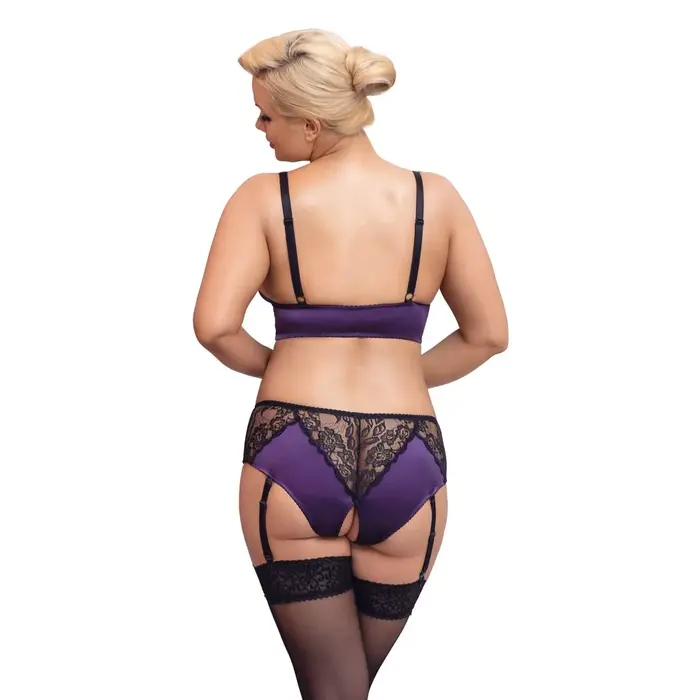 Lingerie set Cottelli Collection bra & crotchless briefs 4XL Photo 4