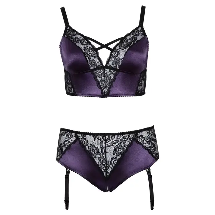 Lingerie set Cottelli Collection bra & crotchless briefs 4XL Photo 5