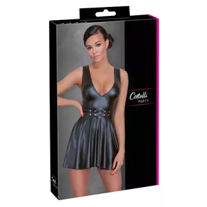 Kleita Cottelli Collection sašūpojama M — melna matēta, izmērs M, 90% poliesters 10% spandekss, dziļš dekoltē, regulējams josta