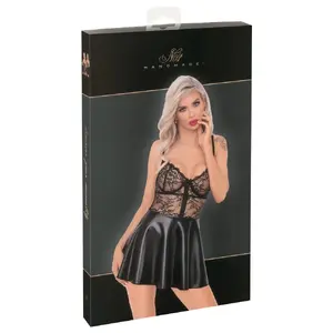Платье кружевное Noir Dress Lace M — размер M, кружевной верх с корсетными чашками и молнией, юбка из power wet-look, регулируемые бретели
