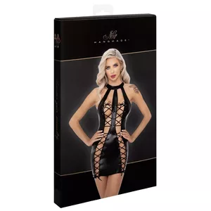 Женское платье Noir Dress open L — чёрный powerwetlook, открытая шнуровка спереди, длинная двухсторонняя молния сзади, 76% полиэстер 24% спандекс