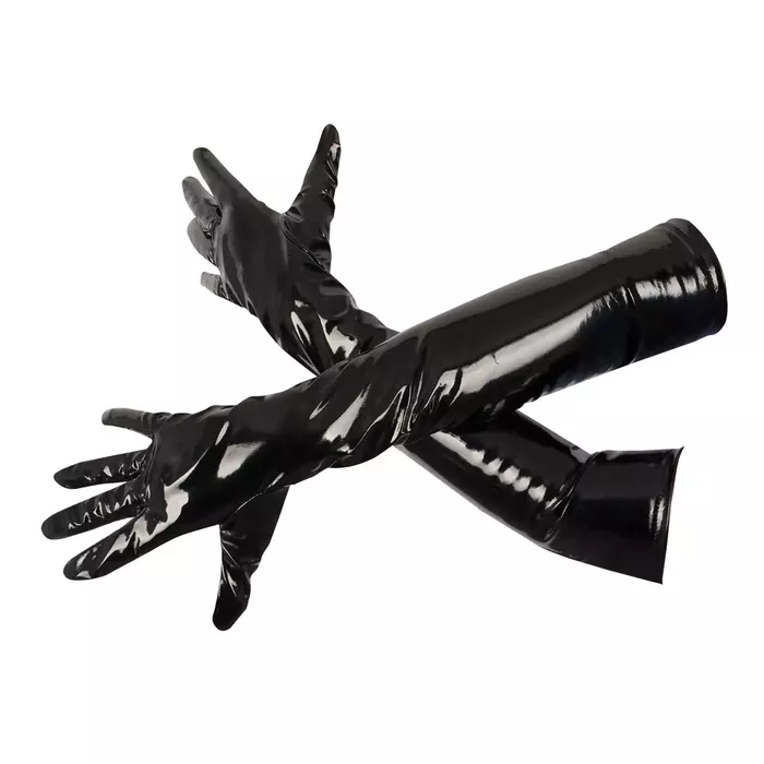 Виниловые перчатки L — black level длинные перчатки Photo 3