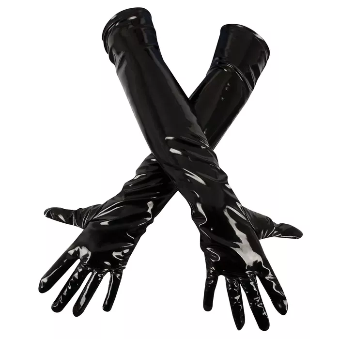 Виниловые перчатки L — black level длинные перчатки Photo 4