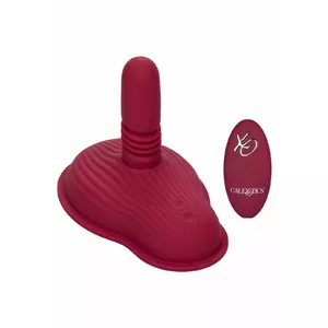 Divu motoru vibrators CalExotics Rider Massager — drošs silikons, bezvadu pults, sarkans