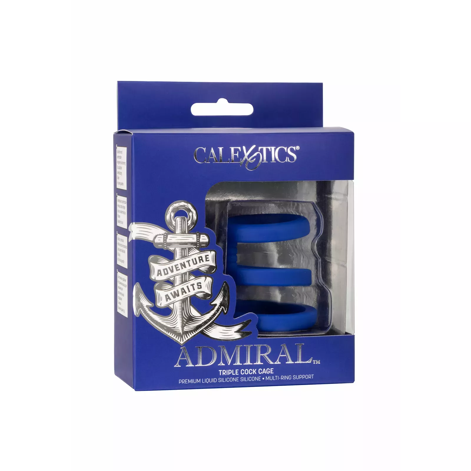 Penisa stiprinājums CalExotics Admiral Triple Cock Cage Blue Photo 2