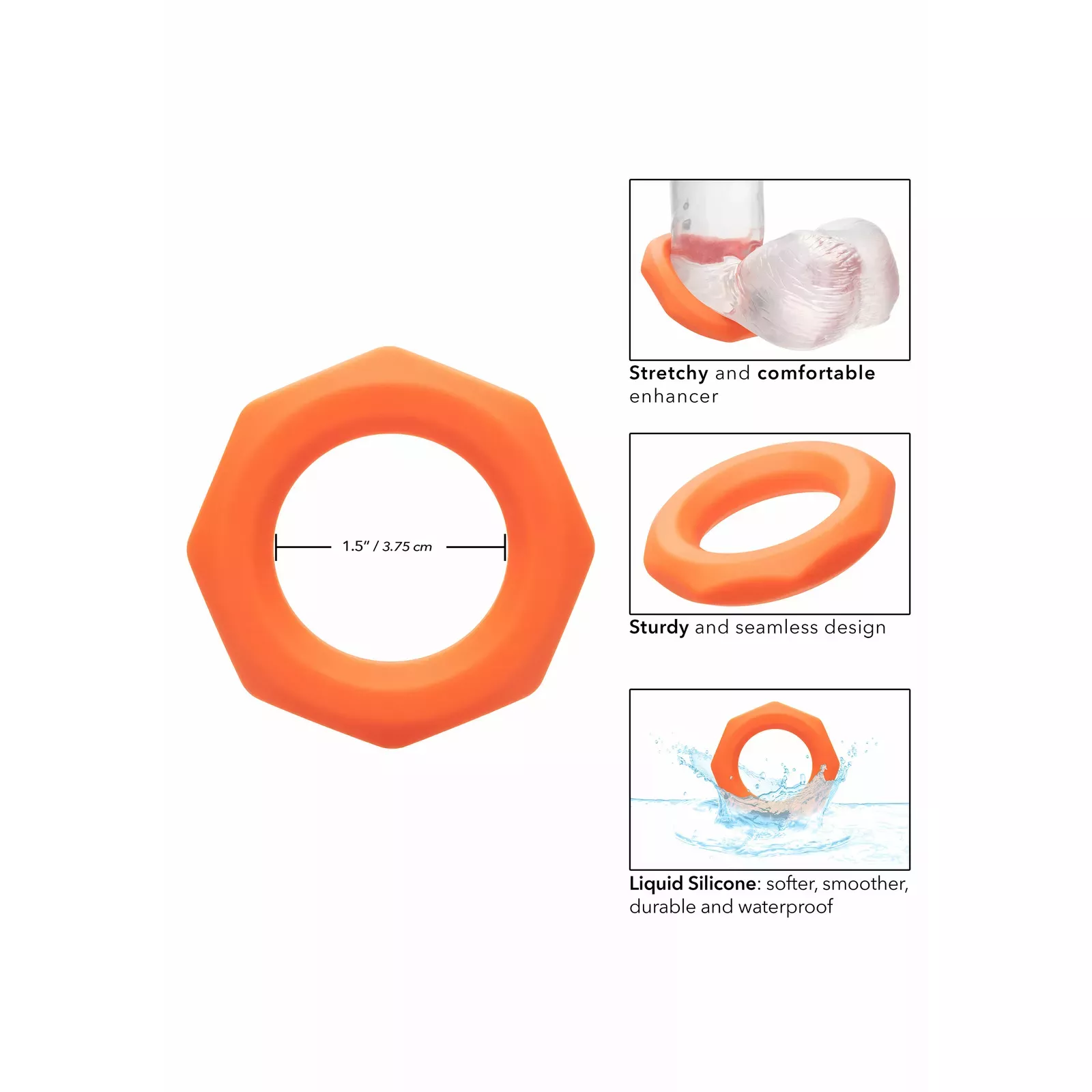 CALEXOTICS Alpha Sexagon Ring Orange 14850 - Кольцо для пениса Photo 4