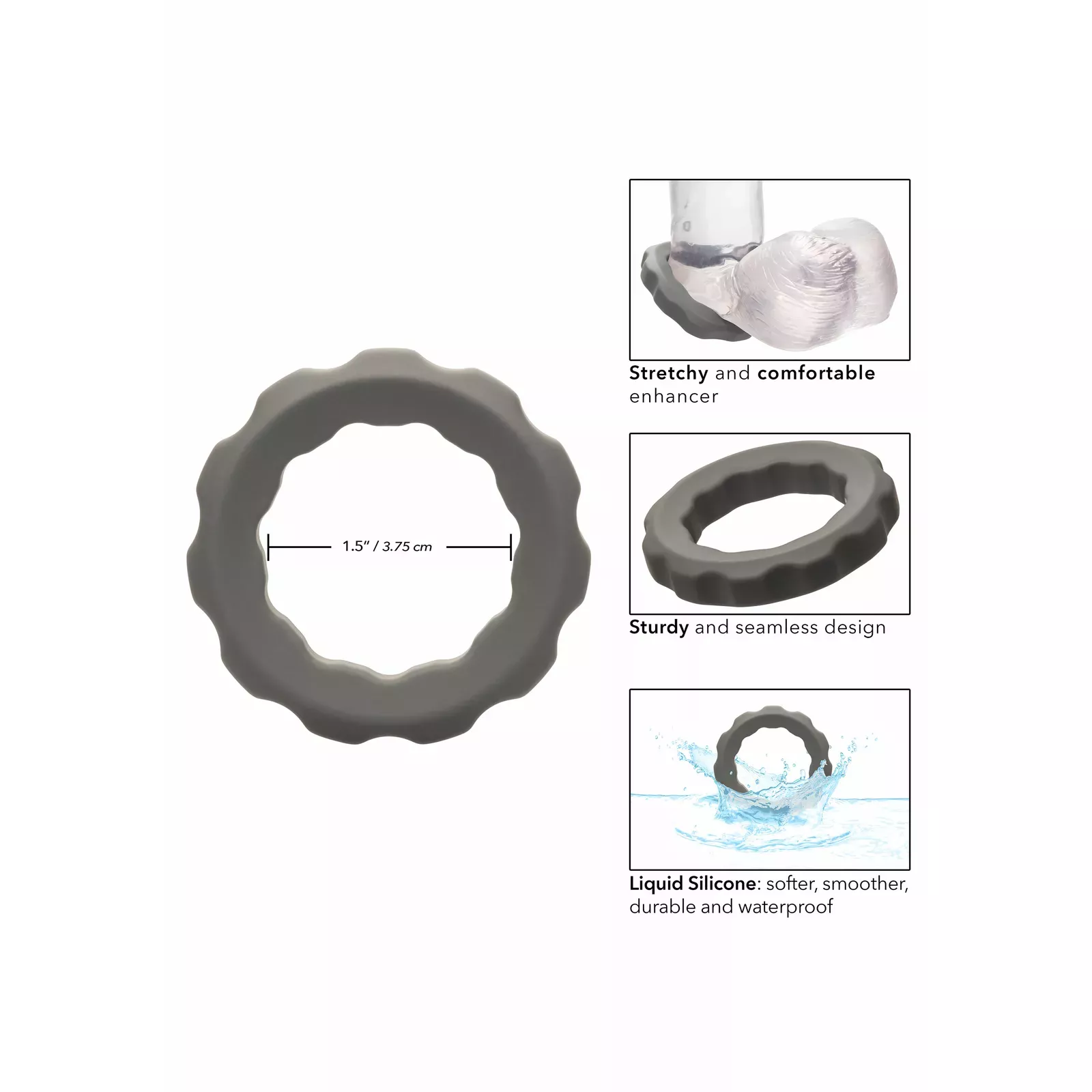 CALEXOTICS Alpha Erect Ring Grey 14852 - Кольцо для эрекции Photo 4