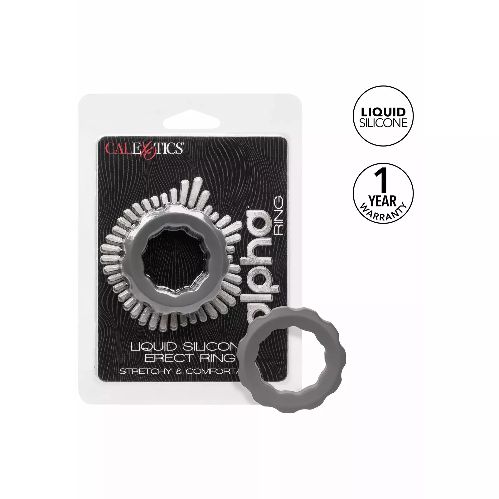 CALEXOTICS Alpha Erect Ring Grey 14852 - Кольцо для эрекции Photo 5