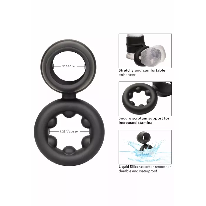 CalExotics Alpha Dual Magnum Ring Black — vibrating dual-ring Photo 4