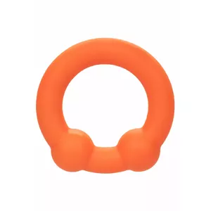 Gredzens ar divām bumbiņām CalExotics Alpha Dual Ball Ring — oranžs, kompakts atbalsta gredzens