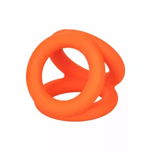 Vibrating multi-ring set CalExotics Alpha Tri‑Ring — orange, model 14858, 3 wearable rings with vibrating bullet