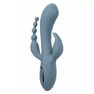 Vibrators CalExotics Triple Ecstasy — 3 motori, silikons, pelēks