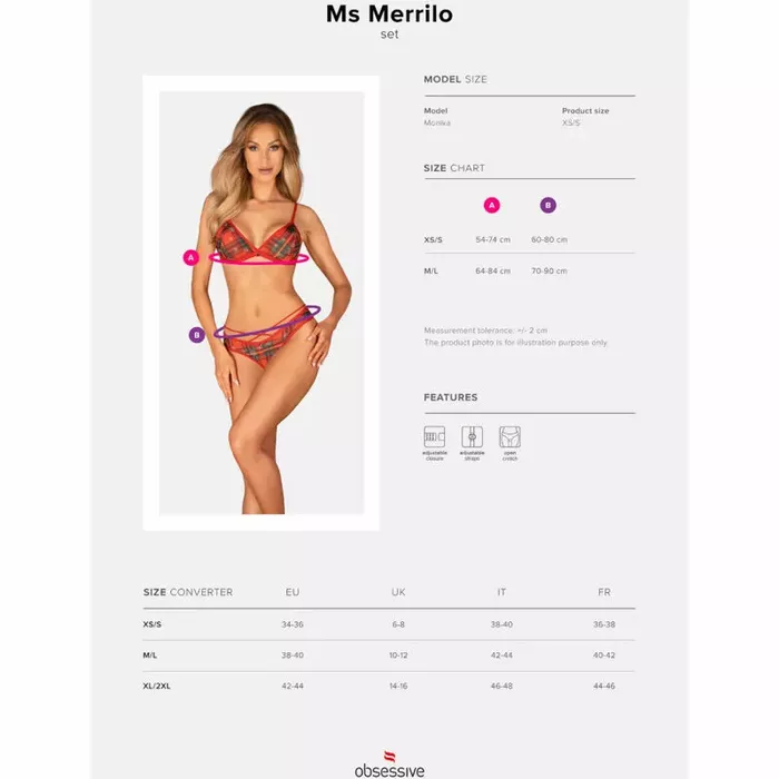 OBSESSIVE Ms. Merrilo комплект белья — XS/S, чёрный Photo 7