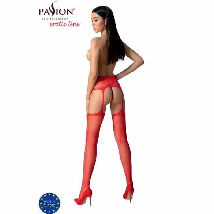 Красные чулки с поясом PASSION S028 Photo 4