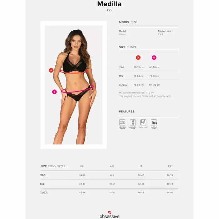 OBSESSIVE Medilla komplekts — krūšturis ar stīpiņām un stringi Photo 7