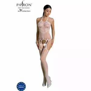 Bodystocking PASSION BS002 — white, one-size, eco-friendly materials, intricate design