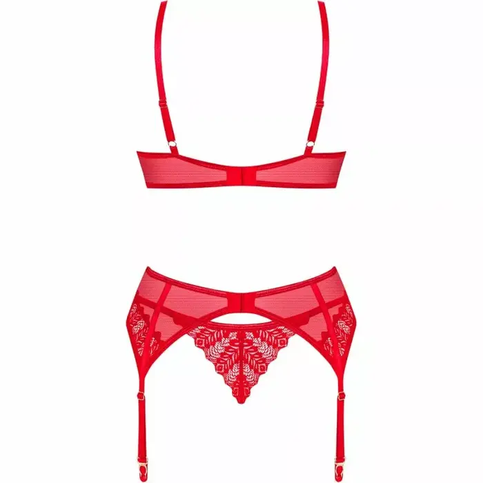 Apakšveļas komplekts OBSESSIVE OBS Set — sarkans mežģīņu XS/S Photo 6