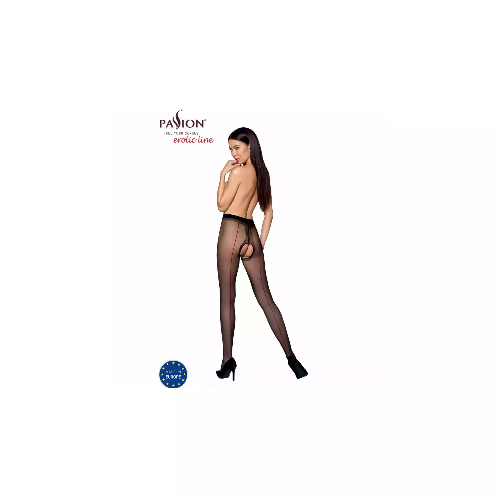 PASSION TIOPEN 022 Black/Red Tights Photo 2