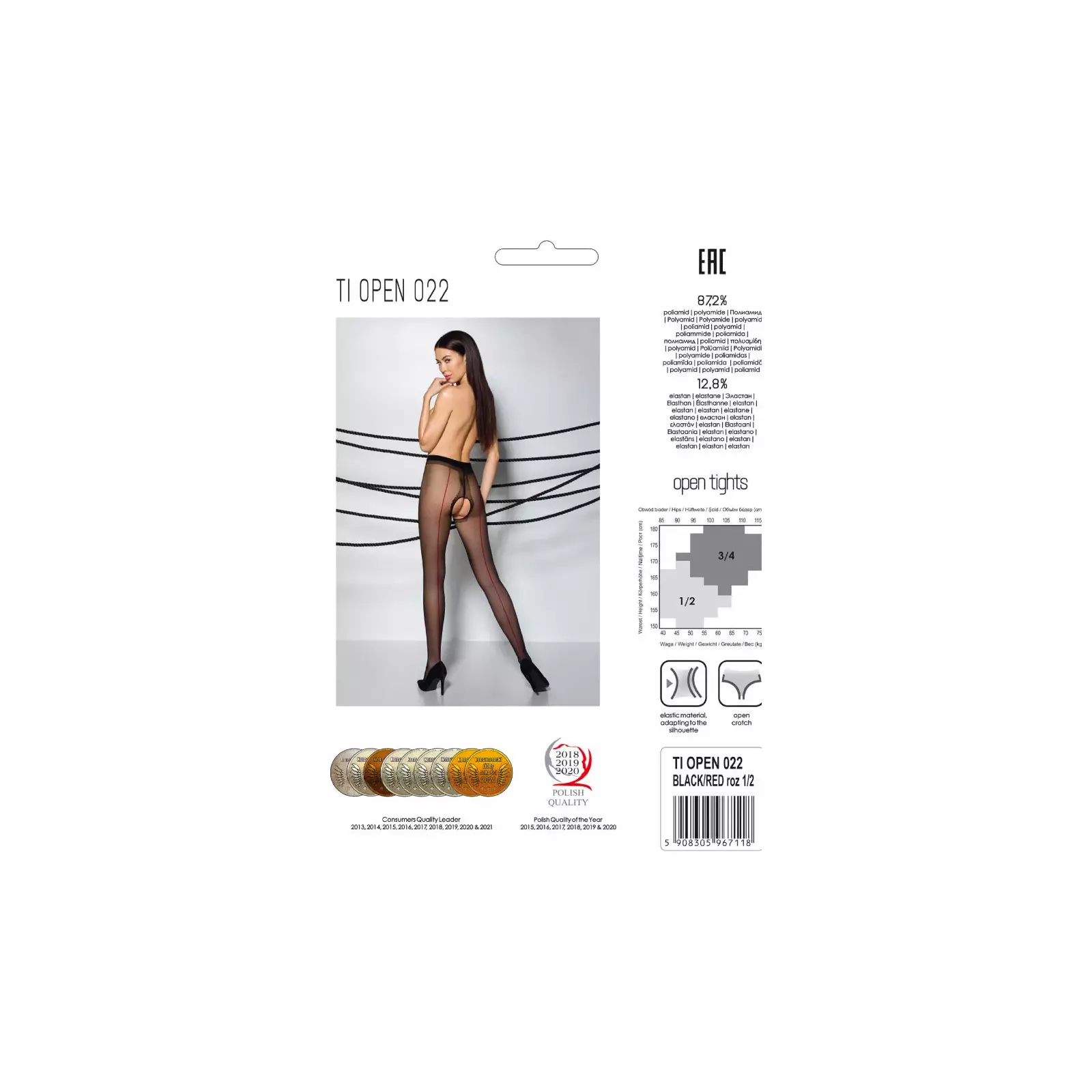 PASSION TIOPEN 022 Black/Red Tights Photo 5