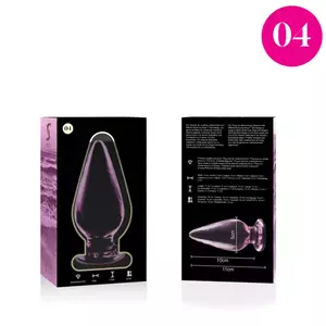 Anālais spraudnis, Modelis 4, Borosilikāta stikls, Rozā, 11 cm - O - 5 cm