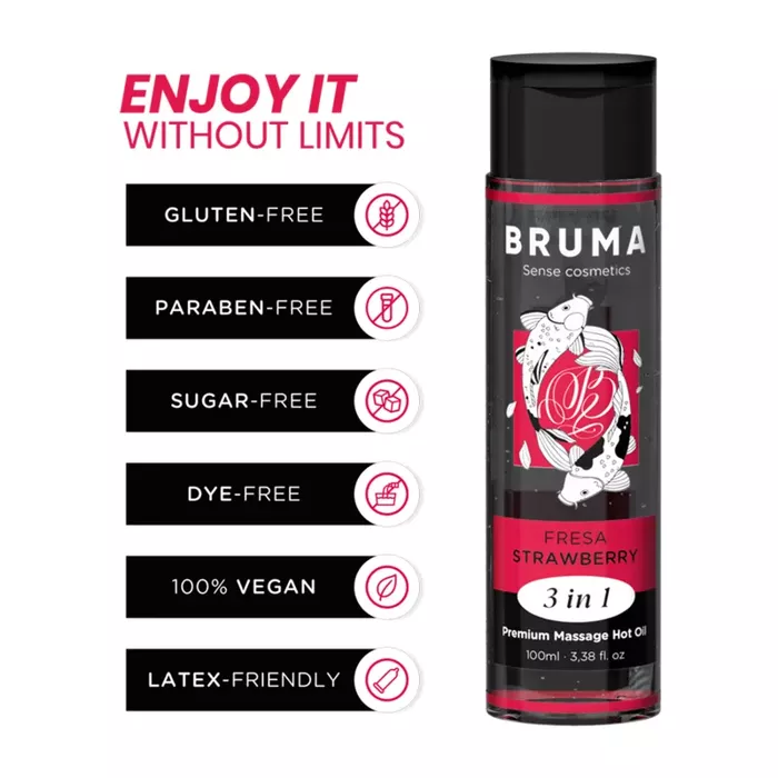 Massage oil BRUMA Premium Hot Oil Strawberry 3-in-1 100 ml Photo 3