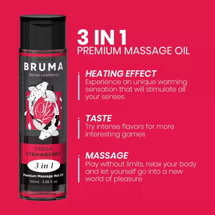 Massage oil BRUMA Premium Hot Oil Strawberry 3-in-1 100 ml Photo 4