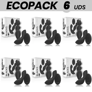 Anālo kociņu komplekts black&silver ECOPACK 6 gab. — silikons, tālvadība, dažādi izmēri