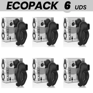Набор виброколец black&silver ECOPACK 6 шт — силикон, 3 перезаряжаемых мотора, USB