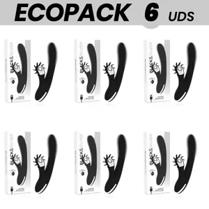 Vibrējošs vibrators black&silver Johnny — ECOPACK 6 gab., truša tipa ar ārējo stimulāciju, melns un sudrabots
